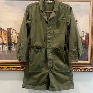 Alex Mill army green shorts jumpsuit